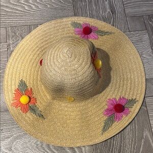 Betsy Johnson Floral Straw Sun Hat